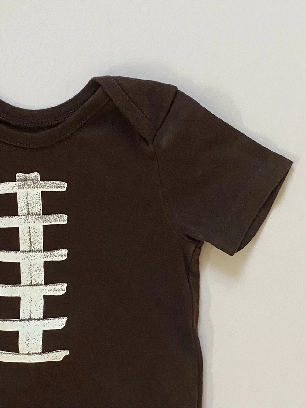 Football Style Bodysuit Size 6 9 Months Brown Cotton Stitching Sporty EUC Mint!